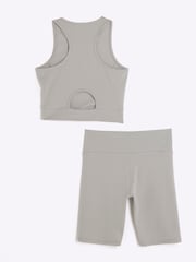 River Island Grey Girls 100% Cotton Active Graphic Tank Set - Image 2 of 4