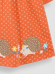 JoJo Maman Bébé Rust Orange Hedgehog Appliqué Button Front Dress - Image 3 of 3