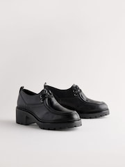 črna - Forever Comfort® Leather Chunky Cleat na vezalke; z vezalkami čevlji z visoko peto mokasini - Slika 1 iz 5