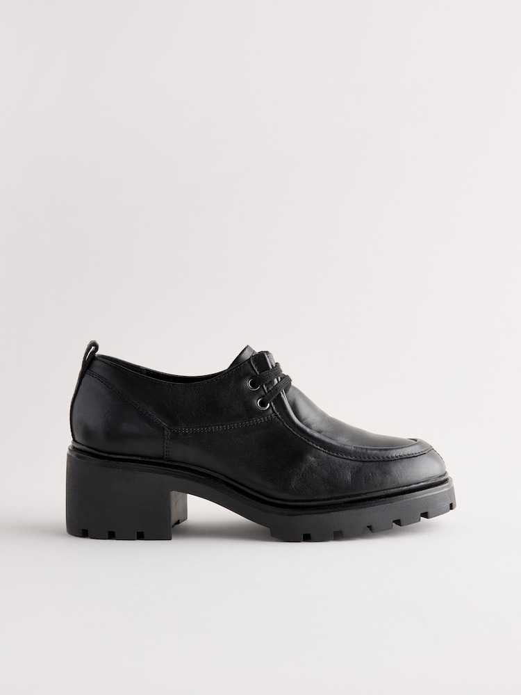 črna - Forever Comfort® Leather Chunky Cleat na vezalke; z vezalkami čevlji z visoko peto mokasini - Slika 2 iz 5