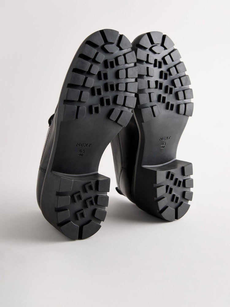 črna - Forever Comfort® Leather Chunky Cleat na vezalke; z vezalkami čevlji z visoko peto mokasini - Slika 5 iz 5 črna - Forever Comfort® Leather Chunky Cleat na vezalke; z vezalkami čevlji z visoko peto mokasini - Slika 5 iz 5