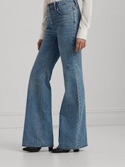 Lauren Ralph Lauren Blue High Rise Flare Jeans - Image 3 of 9