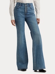 Lauren Ralph Lauren Blue High Rise Flare Jeans - Image 7 of 9