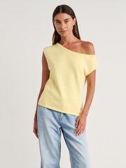 JAG Yellow Arden Off Shoulder Knitted Top - Image 4 of 6