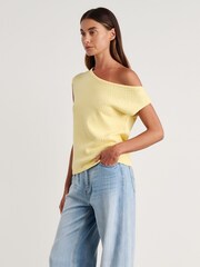 JAG Yellow Arden Off Shoulder Knitted Top - Image 5 of 6