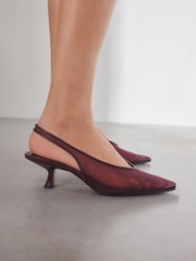 Burgundy Forever Comfort® Mesh Sling Back Kitten Heels - Image 3 of 8
