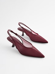 Burgundy Forever Comfort® Mesh Sling Back Kitten Heels - Image 4 of 8