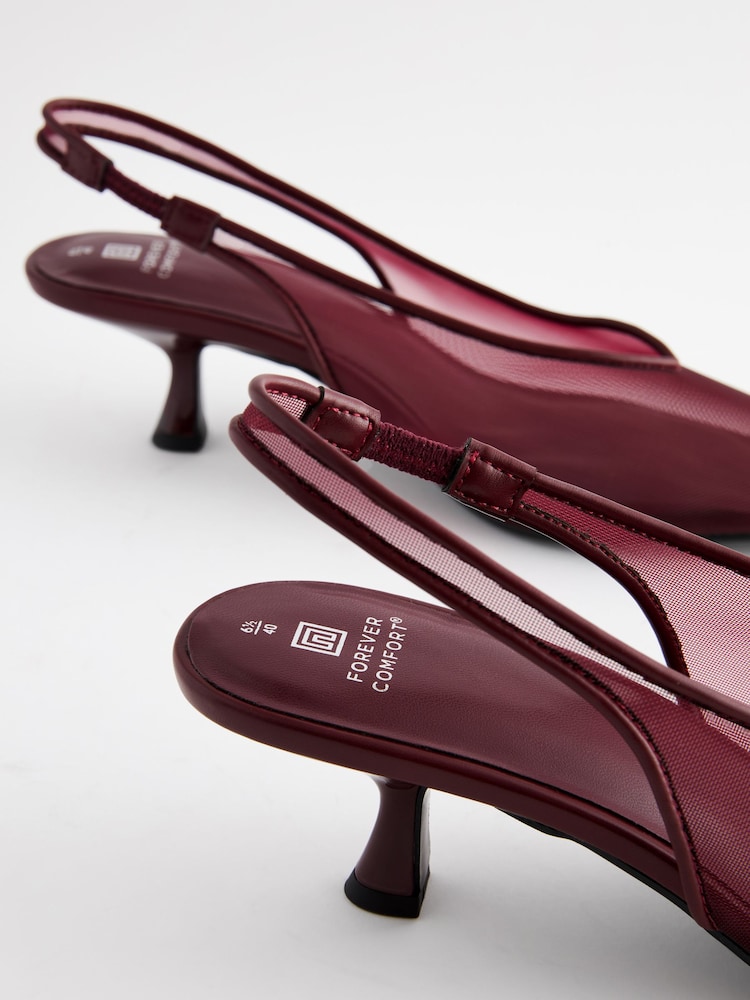 Burgundy Forever Comfort® Mesh Sling Back Kitten Heels - Image 8 of 8