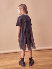 Washed Black Lace 100% Cotton T-Shirt Dress (3-16yrs) - Image 3 of 7