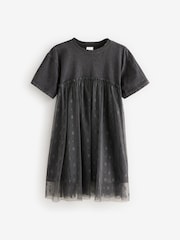 Washed Black Lace 100% Cotton T-Shirt Dress (3-16yrs) - Image 5 of 7