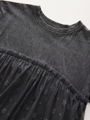 Washed Black Lace 100% Cotton T-Shirt Dress (3-16yrs) - Image 7 of 7