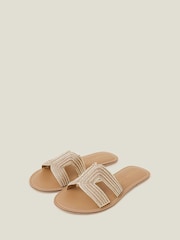 Accessorize Tan Brown Beaded Bella Wide Fit Sandals - Image 2 of 3