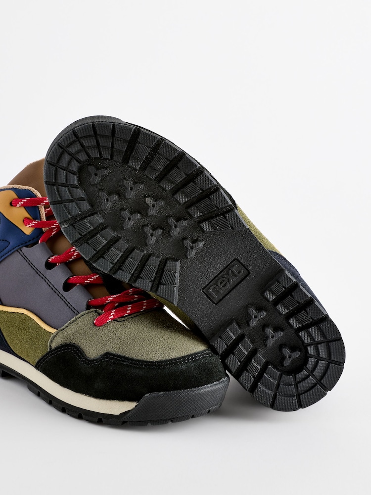 Navy/Khaki Panelled Walking Boots - Image 4 of 6