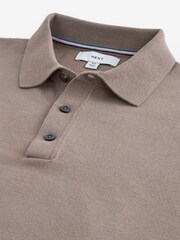 Grey/Brown Regular Fit Knitted Polo Shirt - Image 5 of 6