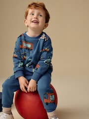 Blue Vehicles All-Over Print Character Sweatshirt and Joggers Set (3mths-7yrs) - Image 1 of 7