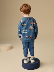 Blue Vehicles All-Over Print Character Sweatshirt and Joggers Set (3mths-7yrs) - Image 2 of 7