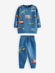 Blue Vehicles All-Over Print Character Sweatshirt and Joggers Set (3mths-7yrs) - Image 3 of 7