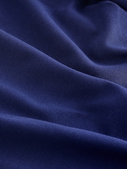 Navy Blue Bright Long Sleeve Pique Polo Shirt - Image 8 of 8