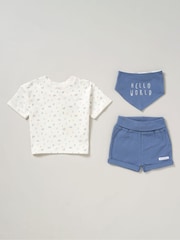 Homegrown Blue 3 Piece T-Shirt Shorts And Reversible Bib Set - Image 1 of 5