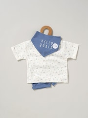 Homegrown Blue 3 Piece T-Shirt Shorts And Reversible Bib Set - Image 2 of 5