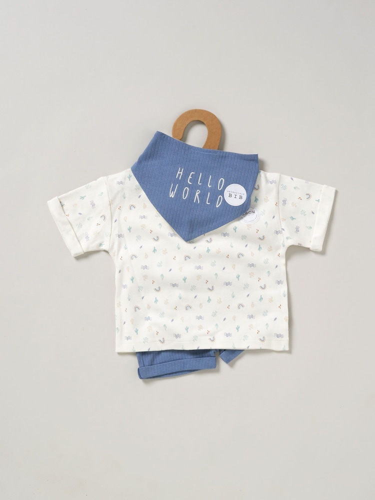 Homegrown Blue 3 Piece T-Shirt Shorts And Reversible Bib Set - Image 2 of 5