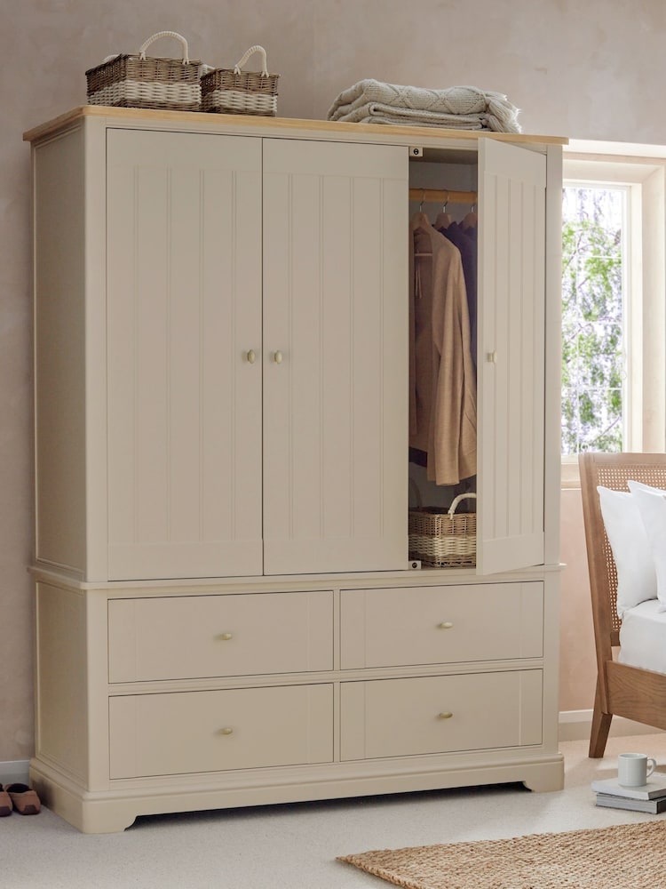 Stone Hampton Painted Oak Triple, 4 Drawers Wardrobe - Image 2 of 9