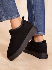 Friends Like These Black Cosy Faux Suede Fur Lined Low Ankle Boot - Image 2 of 4