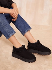Friends Like These Black Cosy Faux Suede Fur Lined Low Ankle Boot - Image 4 of 4