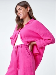 Roman Textured Tie Waist 100% Cotton Shorts - Imagen 1 de 5