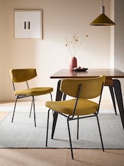 MADE.COM Set of 2 Ochre Yellow Boucle Halina Dining Chairs - Image 1 of 4