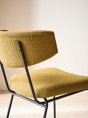 MADE.COM Set of 2 Ochre Yellow Boucle Halina Dining Chairs - Image 3 of 4