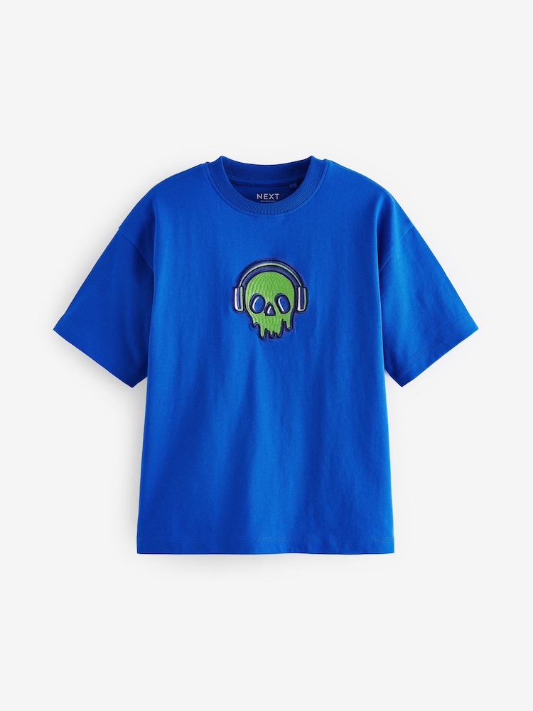 Cobalt Blue/Ecru Cream Relaxed Fit Graphic 100% Cotton Short Sleeve T-Shirts 3 Pack (3-16yrs) - Image 2 of 7