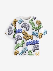 Cobalt Blue/Ecru Cream Relaxed Fit Graphic 100% Cotton Short Sleeve T-Shirts 3 Pack (3-16yrs) - Image 3 of 7