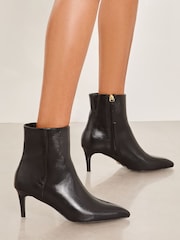 Lipsy Black Low Kitten Heel Faux Leather Ankle Boot - Image 2 of 4