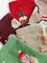 Multi Cotton Rich Christmas Character Ankle Socks 5 Pack - Image 7 of 7