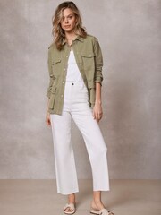 Mint Velvet Green Cotton Utility Jacket - Image 1 of 8