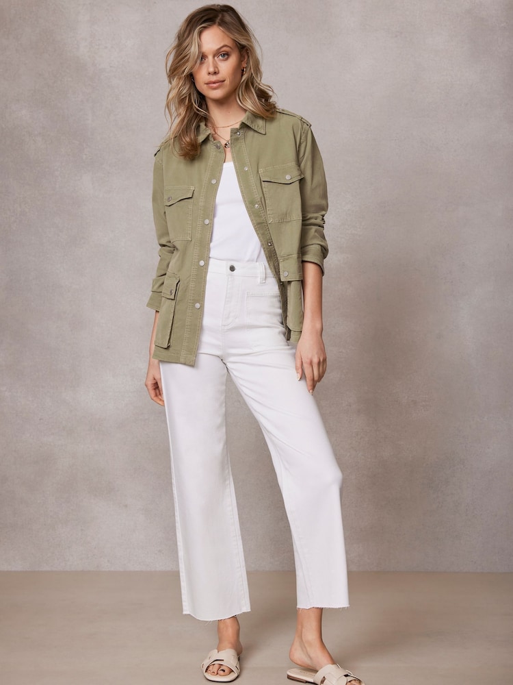 Mint Velvet Green Cotton Utility Jacket - Image 1 of 8