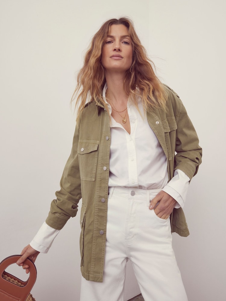 Mint Velvet Green Cotton Utility Jacket - Image 2 of 8