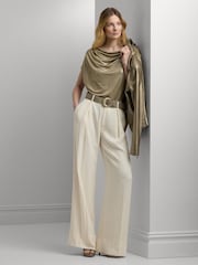 Lauren Ralph Lauren Gold Arlaine Foil Off Shoulder Top - Image 4 of 7