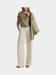 Lauren Ralph Lauren Gold Arlaine Foil Off Shoulder Top - Image 6 of 7