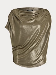 Lauren Ralph Lauren Gold Arlaine Foil Off Shoulder Top - Image 7 of 7