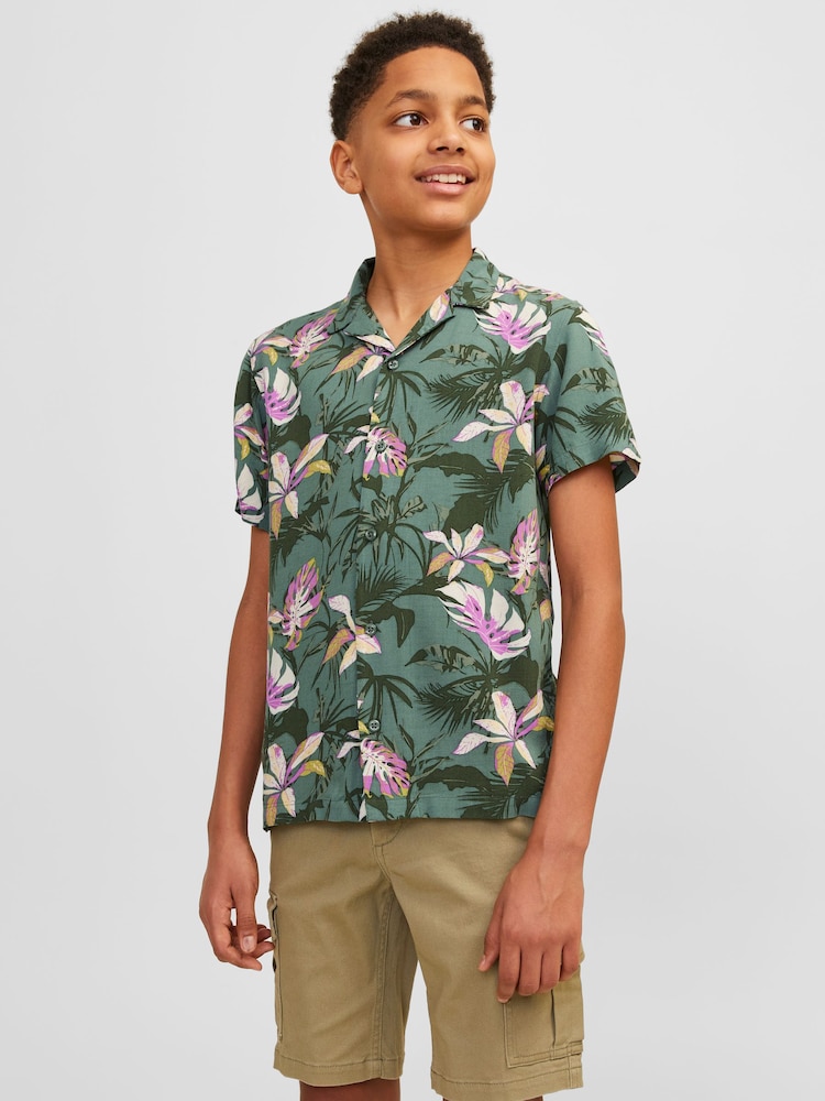 Revere Collar Printed Short Sleeve Shirt - Image 1 of 7