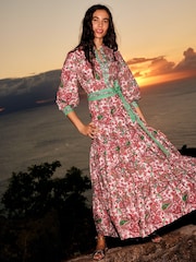 Boden Green Alba Tiered 100% Cotton Maxi Dress - Image 1 of 6