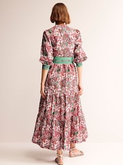 Boden Green Alba Tiered 100% Cotton Maxi Dress - Image 4 of 6