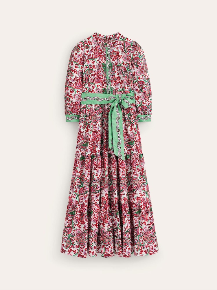 Boden Green Alba Tiered 100% Cotton Maxi Dress - Image 6 of 6