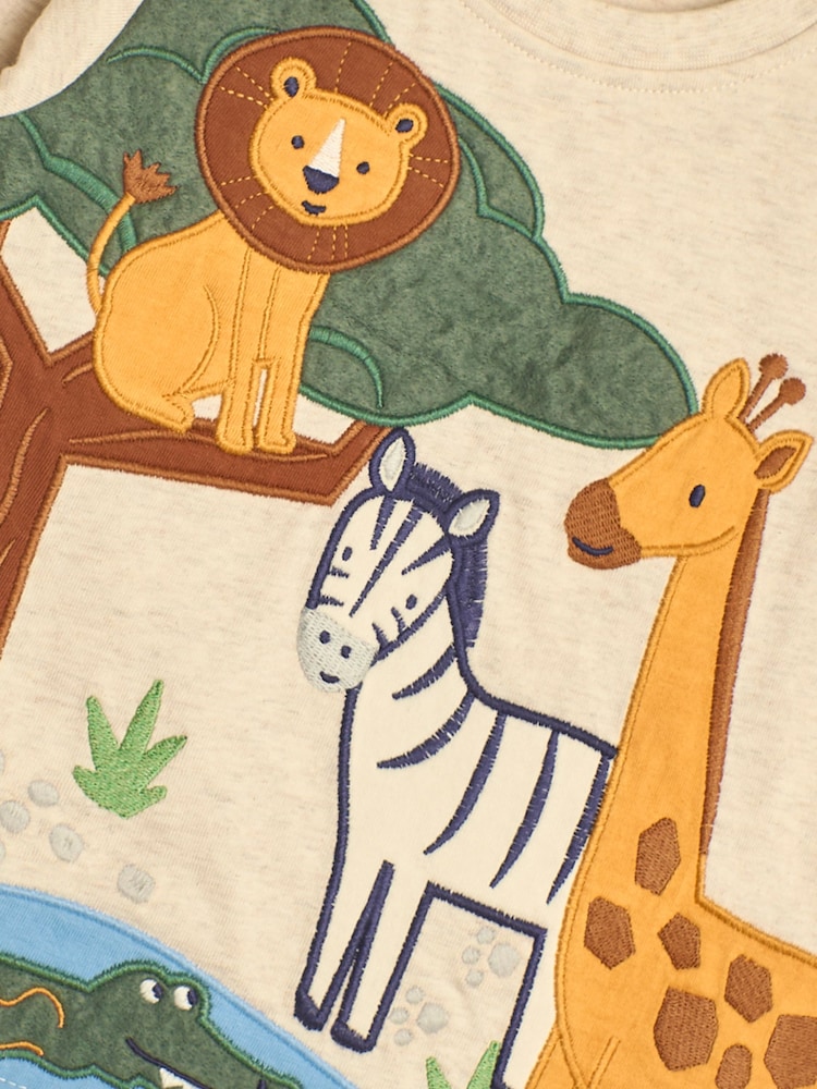 JoJo Maman Bébé Natural Safari Appliqué Top - Image 3 of 3