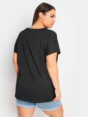 Yours Curve Black Cut Out Butterfly Embellished T-Shirt - Image 3 of 5