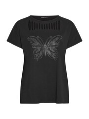 Yours Curve Black Cut Out Butterfly Embellished T-Shirt - Image 5 of 5