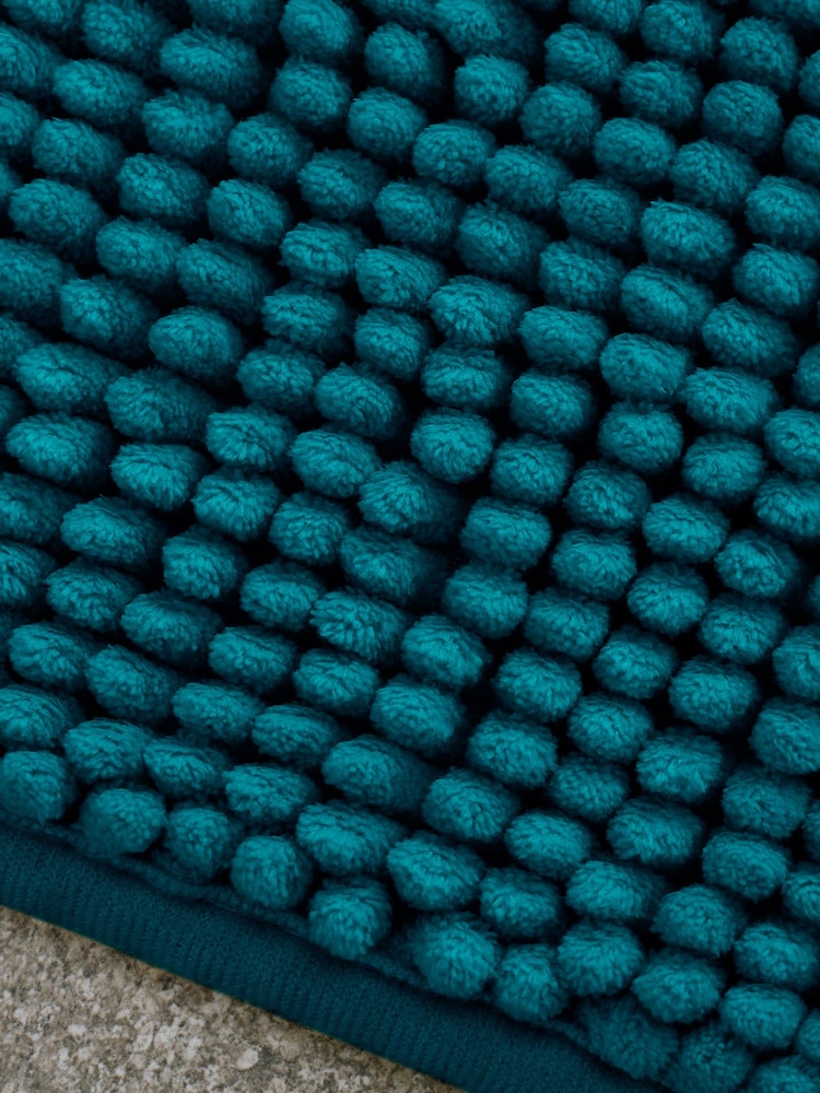 Catherine Lansfield Teal Green Bobble Bathmat - Image 2 of 3
