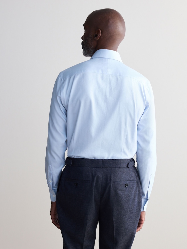 Light Blue Slim Fit Signature 100% Cotton Canclini Textured Shirt - Image 3 of 6